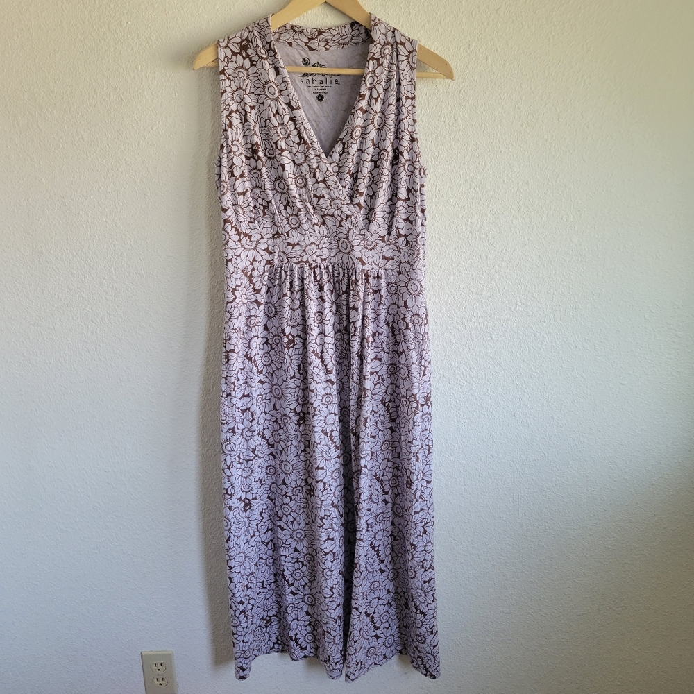 Sahalie Wrap Top Modal Blend Floral Maxi Dress Womens Size M